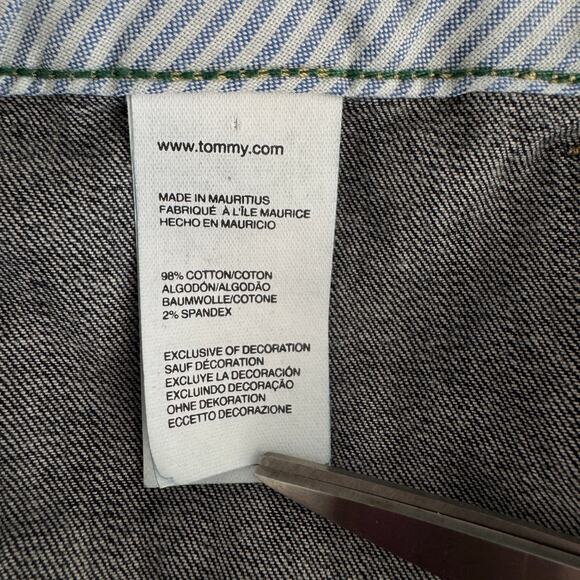 TOMMY HILFIGER Jean Skirt Womens 8 Dark Wash Denim Mini Pencil Patch Pockets - Picture 6 of 7